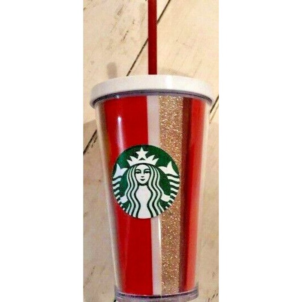 NEW Starbucks Acrylic Coffee cup Double Walled Tumbler Cold 12 OZ Glitter Lid